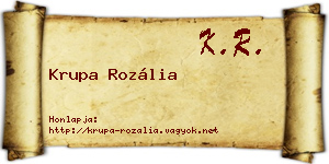 Krupa Rozália névjegykártya